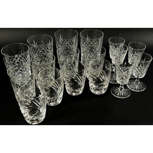 142 - A suite of matching Georgian style star cut glasses  including red and white wine glass, cordial, sh... 