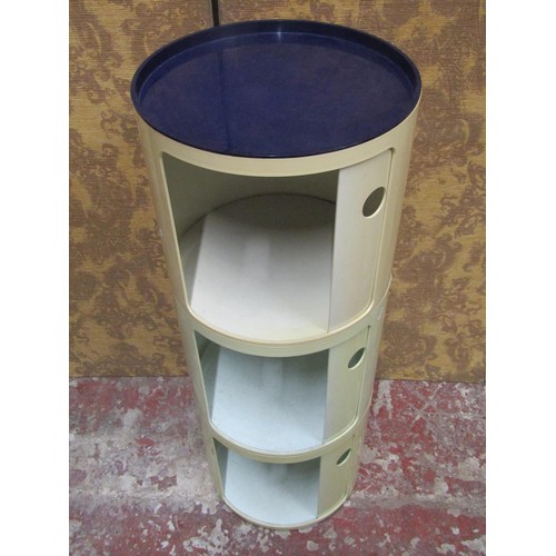 1148 - An Anna Castelli for Kartell,  three-drawer cylindrical stacking cabinet in a cream plastic colourwa... 