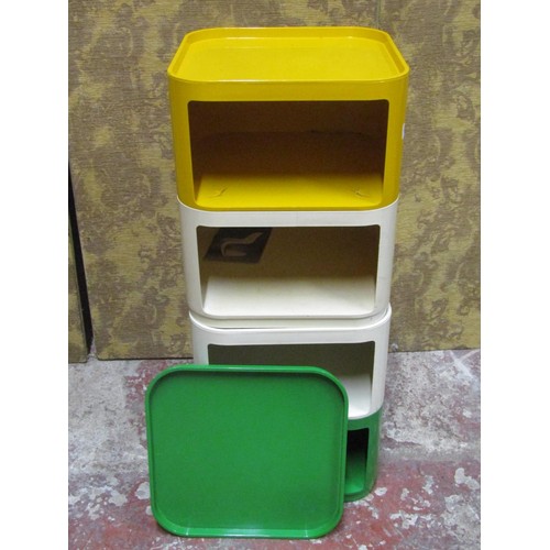 1159 - An Anna Castelli for Kartell, a modular four tier storage tower (cream, yellow and green) and two as... 