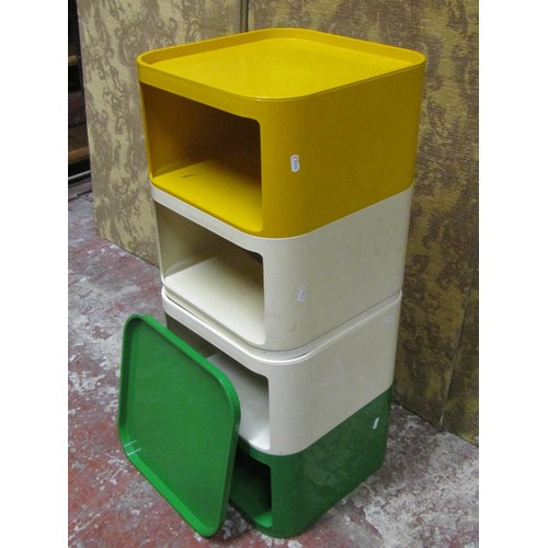 1159 - An Anna Castelli for Kartell, a modular four tier storage tower (cream, yellow and green) and two as... 