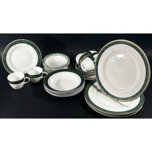 104 - Wedgwood Aegean pattern tablewares with green and gilt banded borders, and a further Royal Doulton M... 