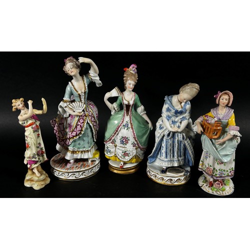 99 - A mixed collection of continental porcelain figure groups, some in an 18th century style including m... 