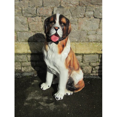 1078 - A life size ceramic model of a St Bernard dog