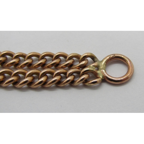 272 - Antique 9ct graduated curb link bracelet with Albert clasp, 21.2cm L approx, 29g (af a few solder re... 