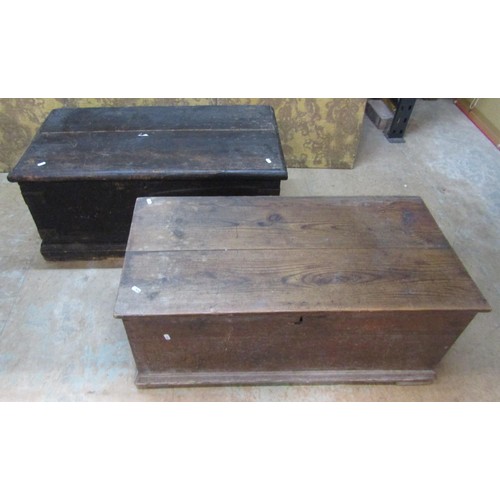 1114 - Two 19th century pine blanket chests, one steel bound