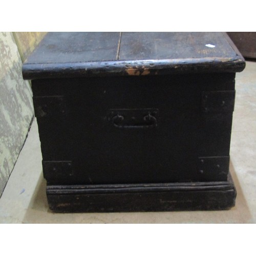 1114 - Two 19th century pine blanket chests, one steel bound