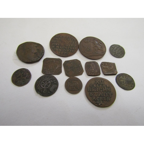 869 - An interesting collection of 18th and 19th century English and continental bronze coinage and tokens... 