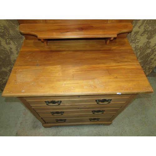 1182 - A late 19th century stripped and waxed satin walnut dressing chest of three long drawers with raised... 