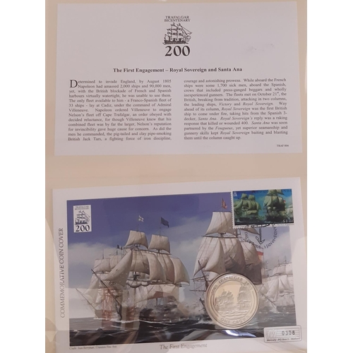 865 - Three albums celebrating the Trafalgar Bicentenary, a combination of first day issue envelopes, some... 