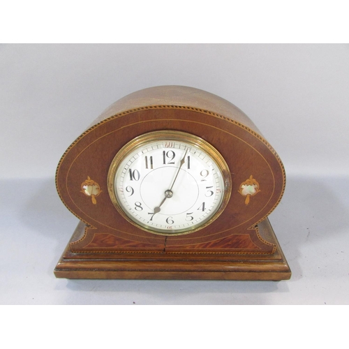 481 - A pair of Bialaddin pressure table lamps Model T.10, an Edwardian mahogany mantel clock inlaid with ... 