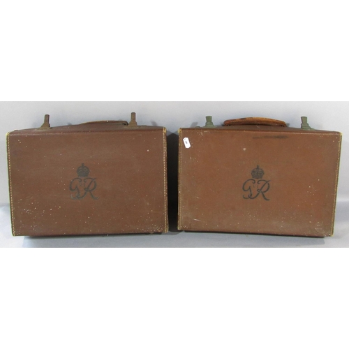 483 - A leather travel box with silver plated jars, Sorrento box, writing slope and Moroccan leather trave... 