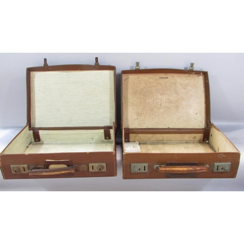 483 - A leather travel box with silver plated jars, Sorrento box, writing slope and Moroccan leather trave... 