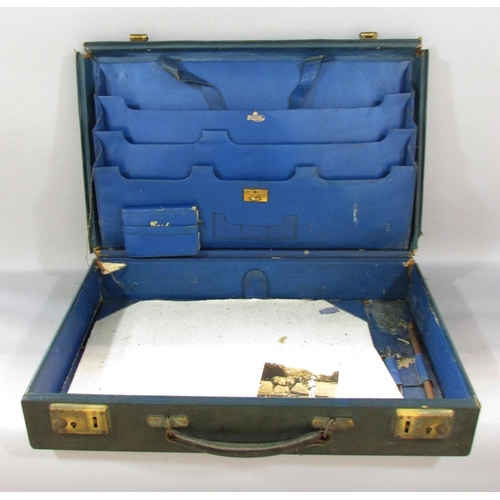 483 - A leather travel box with silver plated jars, Sorrento box, writing slope and Moroccan leather trave... 