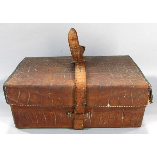 483 - A leather travel box with silver plated jars, Sorrento box, writing slope and Moroccan leather trave... 