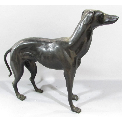 492 - A pair of cast bronze greyhounds, 29cm x 36cm approx.