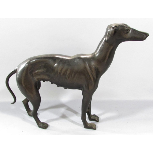 492 - A pair of cast bronze greyhounds, 29cm x 36cm approx.