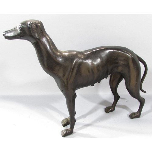 492 - A pair of cast bronze greyhounds, 29cm x 36cm approx.