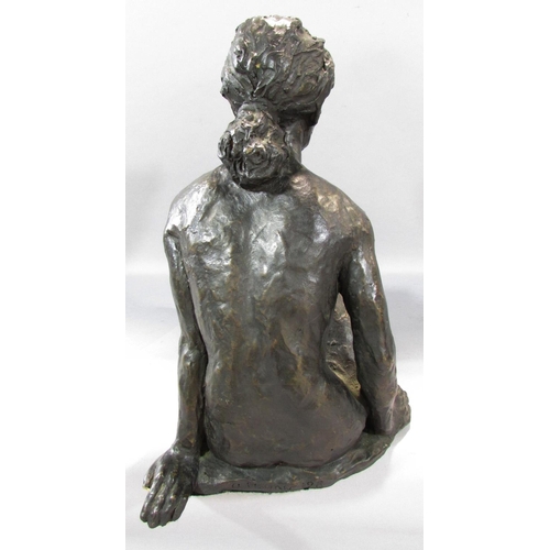 494 - A bronzed clay study of naked seated woman, legs crossed, signed  A Palmer ‘98 to rear base, 34cm hi... 