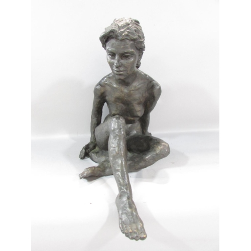 494 - A bronzed clay study of naked seated woman, legs crossed, signed  A Palmer ‘98 to rear base, 34cm hi... 