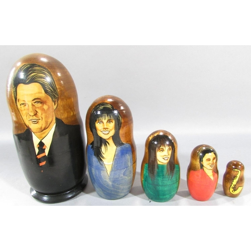 495 - Four Soviet Union/Russian dolls of General Secretaries/Presidents, Gorbachev, Yeltsin, and Putin, co... 