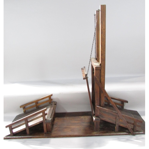 502 - A wooden model of a Dutch Canal Lifting Bridge, 87cm x 47cm.