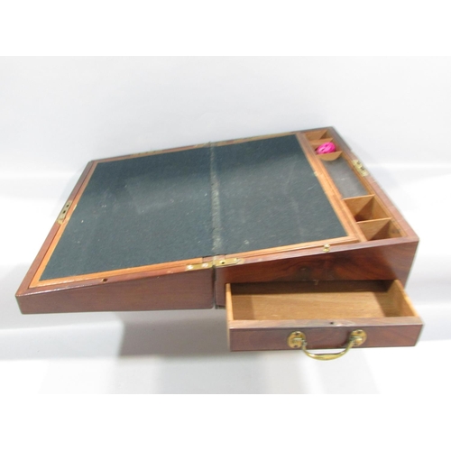 520 - A 19th century sarcophagus sewing box together with two 19th century writing slopes