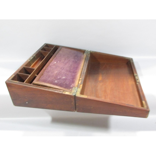 520 - A 19th century sarcophagus sewing box together with two 19th century writing slopes