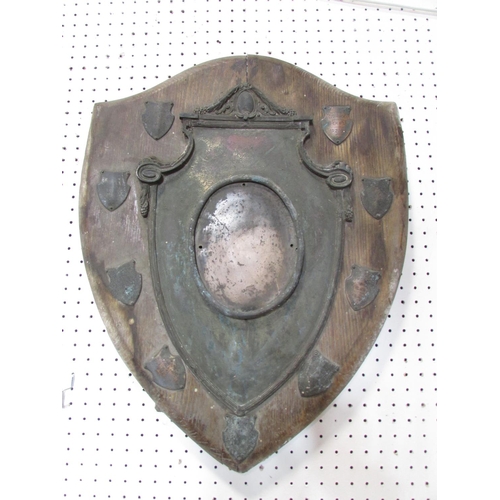 532 - A vintage distressed oak Wickwar School Honours shield, 54cm x 43cm.