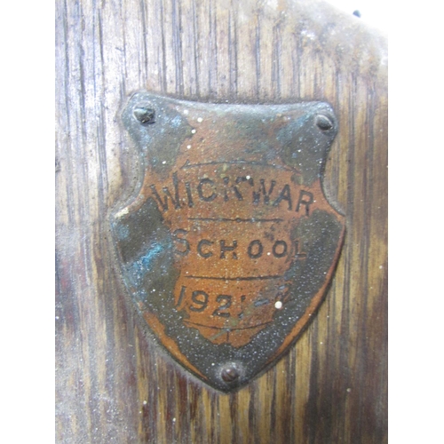 532 - A vintage distressed oak Wickwar School Honours shield, 54cm x 43cm.