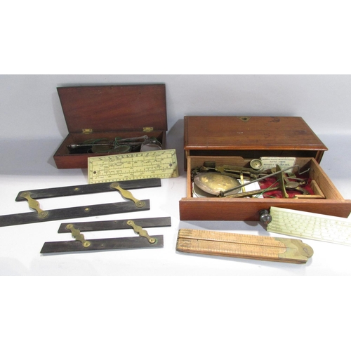 533 - A selection of vintage rulers, rollers, and weighing scales.