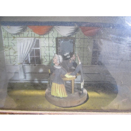 550 - A 19th century ‘Box Theatre’ automaton of two couples dancing in a drawing room with a servant on ha... 