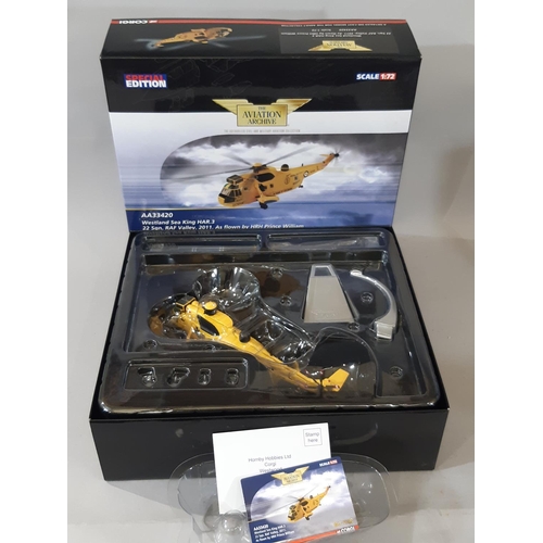 1725 - Three boxed model aircraft comprising Corgi Aviation Archive AA33420 Westland Sea King, Corgi WWII L... 