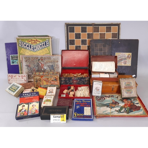 1737 - A large collection of traditional vintage toys and games including a Mahjong set in card box, a leat... 