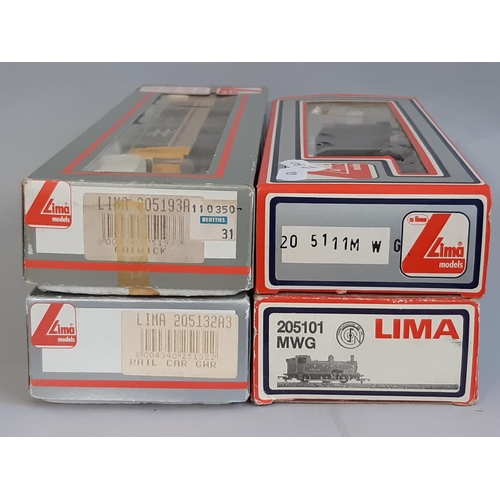 1738 - Four boxed 00 gauge locomotives by Lima comprising 205132 GWR Diesel Rail Car, 205111 Class 45xx 2-6... 