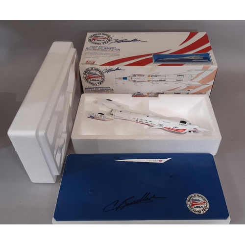 1748 - 4 boxed models  of aircraft and a jet car comprising 1:72 scale SU-27UB Flanker Russia Airforce 58, ... 