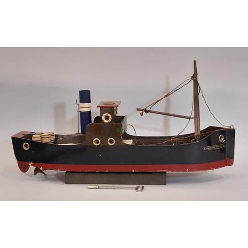 1758 - A clockwork wooden-bodied tug-style model Coastal Steamer No.1, ‘BRITISH TRADER’ pond yacht by Trian... 