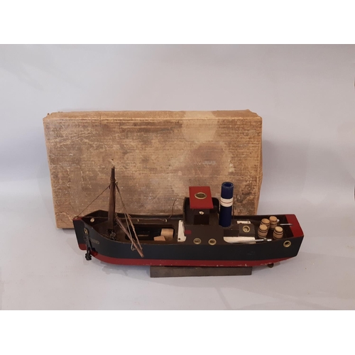 1758 - A clockwork wooden-bodied tug-style model Coastal Steamer No.1, ‘BRITISH TRADER’ pond yacht by Trian... 