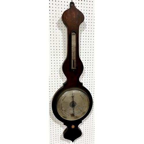 456 - Mid-19th century mahogany wheel barometer with silvered dial by Cox Devonport, Plymouth