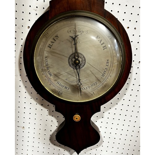 456 - Mid-19th century mahogany wheel barometer with silvered dial by Cox Devonport, Plymouth