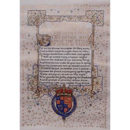 630 - An illuminated sonnet on the divine right of Kings, titled: 'A Sonnet addressed by King James to his... 