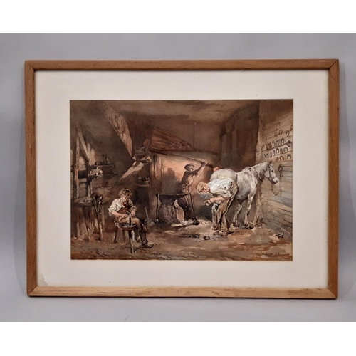 631 - James Mahoney (Irish, c.1810-1879) - A Farrier and his Apprentices (1876), signed and dated lower ri... 