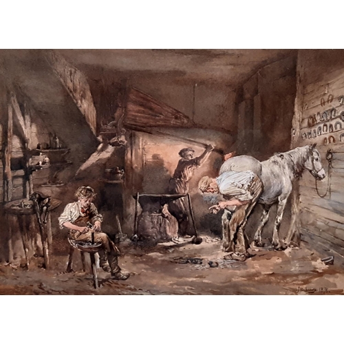 631 - James Mahoney (Irish, c.1810-1879) - A Farrier and his Apprentices (1876), signed and dated lower ri... 