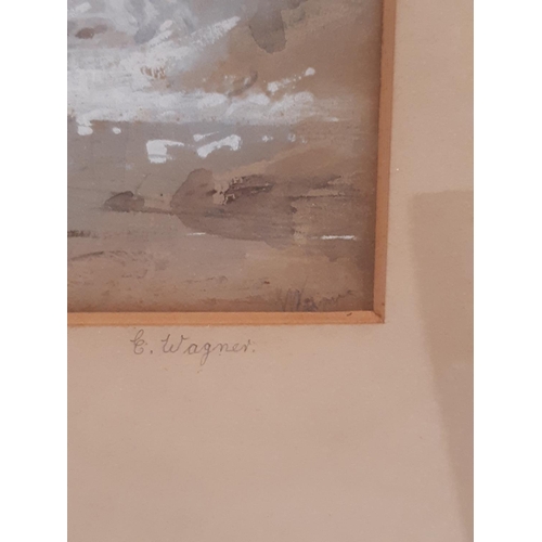 633 - Wagner (19th/20th century) - Mountain landscape with a figure lower right, signed 'Wagner' lower rig... 