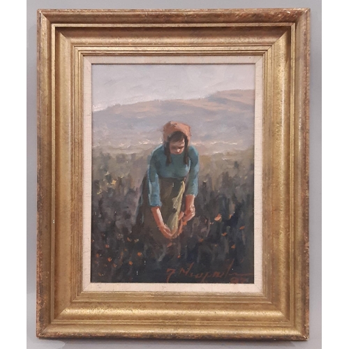 643 - Takis Moraitis (Greek, b.1944) Farmer in the Field (1987), signed and dated lower right, together wi... 