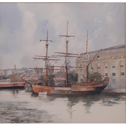 652 - Anthony V. Pace (Bristol Savages, 20th Century) - 'Repentance Moored in City Centre' (local interest... 