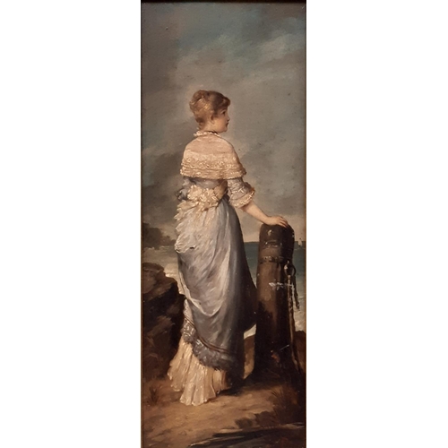 655 - J. Fritz (Possibly Johann Ludwig Fritz, 1811-1848) - Woman Looking out to Sea, signed lower right 'J... 