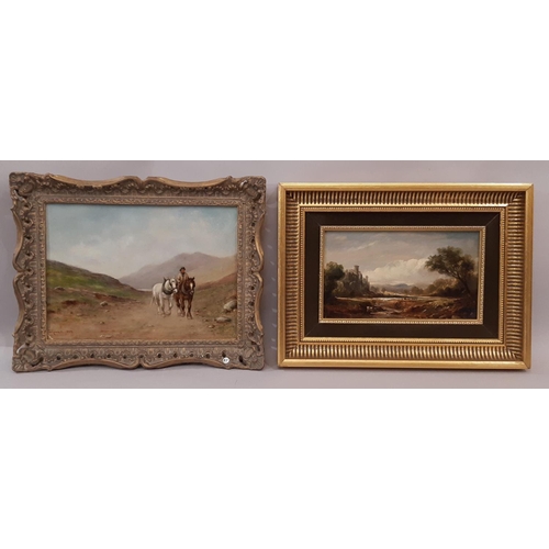 656 - Two Early 20th Century Oil Paintings, to include: J. Young (19th/20th century) - Mountain view with ... 