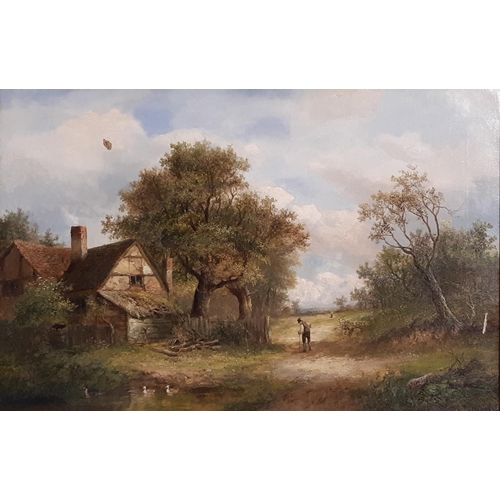 661 - Joseph Thors (Dutch, 1835-1920) - Pair of rural scenes with farm houses, figures and animals, both s... 