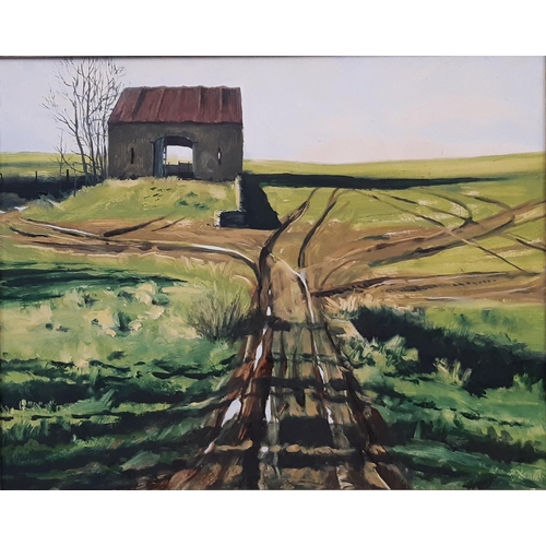 701 - Three contemporary oil paintings of country scenes, to include: Mick Dean (British) - 'Tractor Track... 