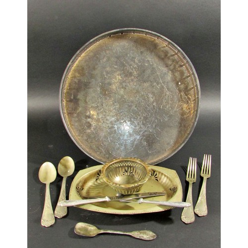 158A - A miscellaneous collection of silver plated items including a tea service, goblets, bowls, dishes, d... 